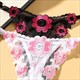 Black Perspective Thong Embroidered Breathable Damen Panties