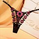 Black Perspective Thong Embroidered Breathable Damen Panties