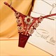 Black Perspective Thong Embroidered Breathable Damen Panties