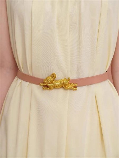 Black Four Seasons Women's Rabbit Alloy Leather Belt Collection ...
