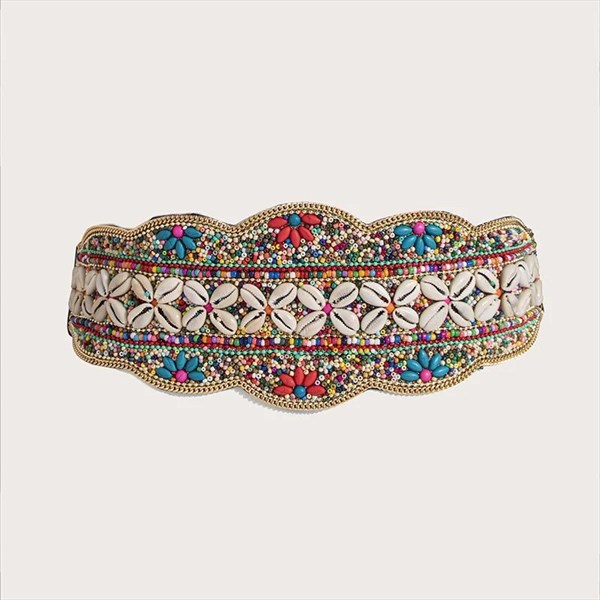 Style A (Handcrafted Bohemian Color Shell Bead Elastic Waist Belt ...