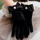 schwarze Samt-Retro-Handschuhe für Damen